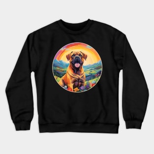 Boerboel Memorial Rainbow Bridge Colorful Dog Art Crewneck Sweatshirt